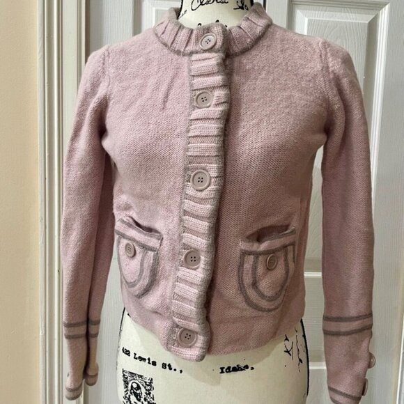 MARC JACOBS 100% WOOL KNITTED SWEATER PINK/ GRAY KIDS SIZE 10-12 - Picture 8 of 12